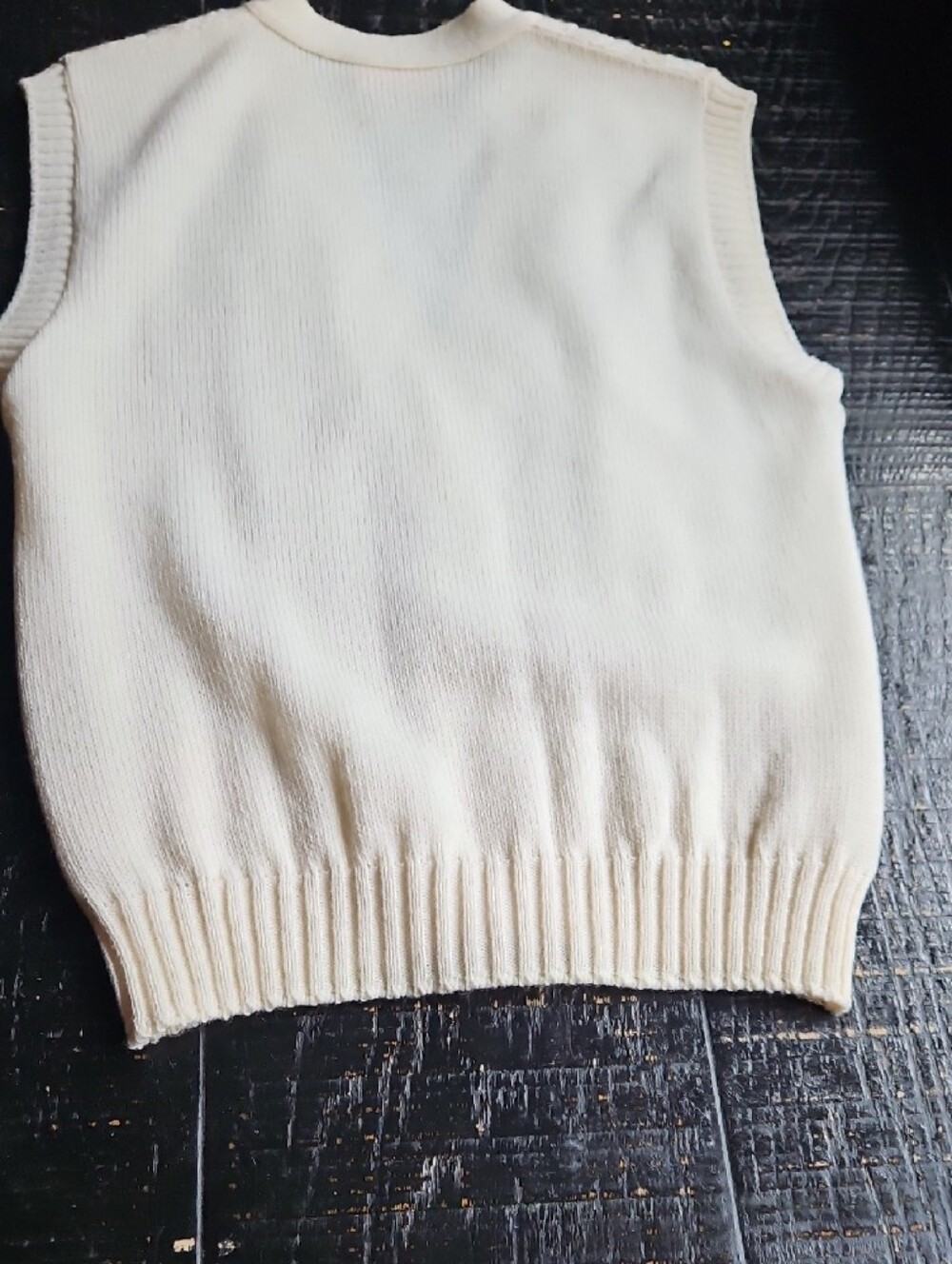 Vintage New Pendleton Cream Cable Knit V-Neck Buttoned Sweater Vest Size Medium - Picture 8 of 16
